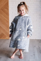 Kids Oversized Hoodie Blanket in Grey Stars Sweatshirts & Hoodies