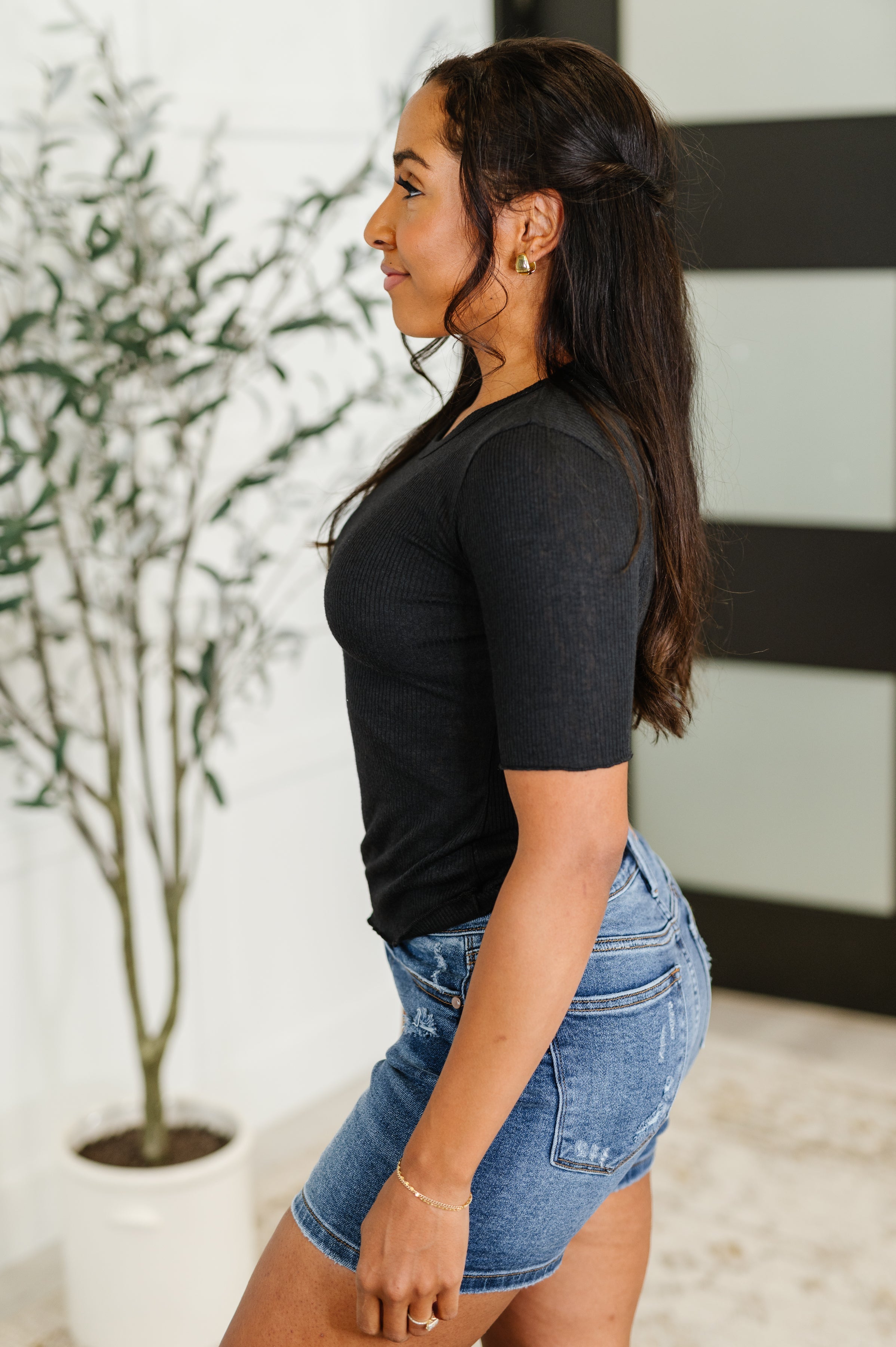 Hyfve Knit Pick Basic Tee in Black Womens