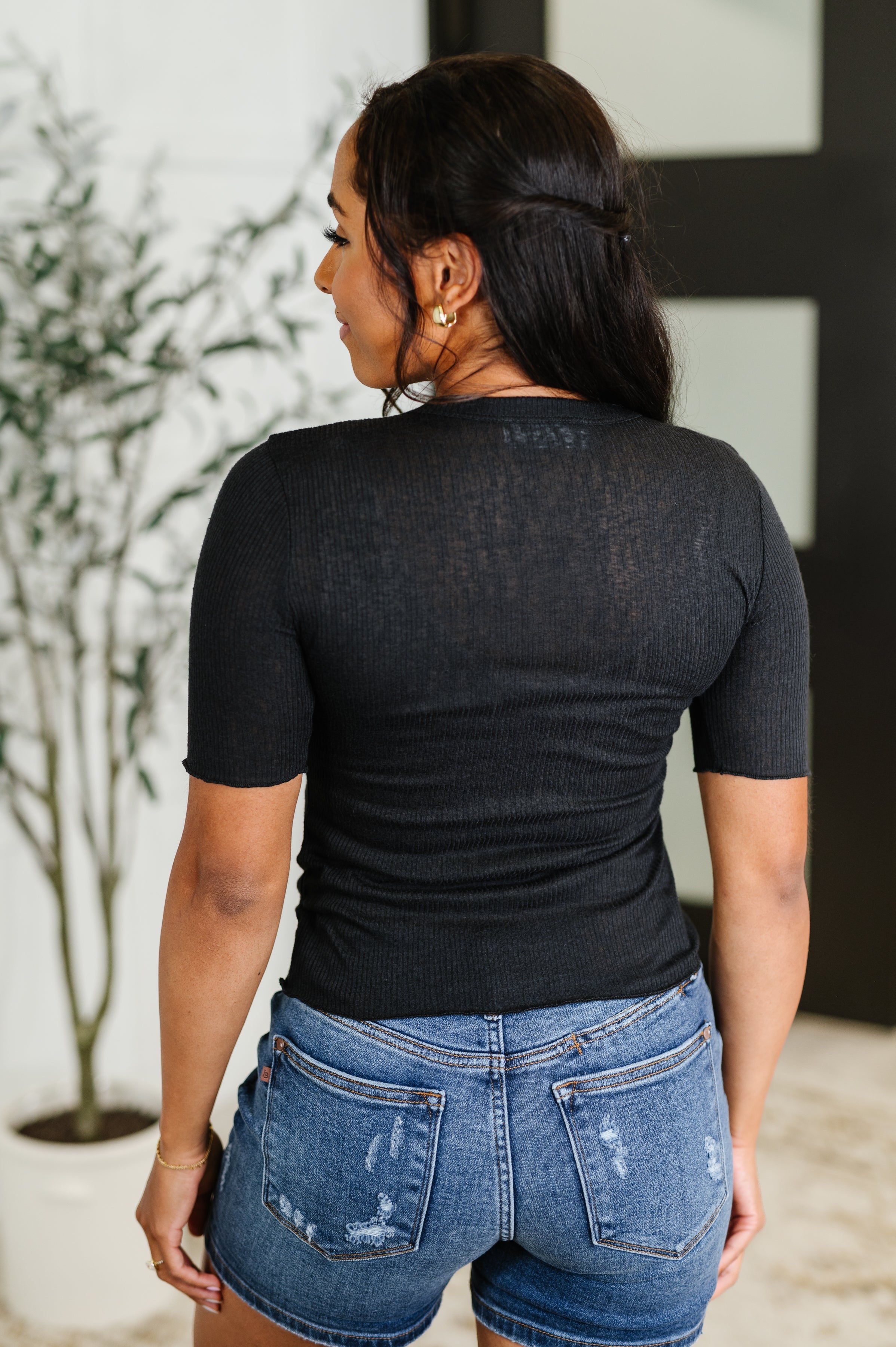 Hyfve Knit Pick Basic Tee in Black Womens