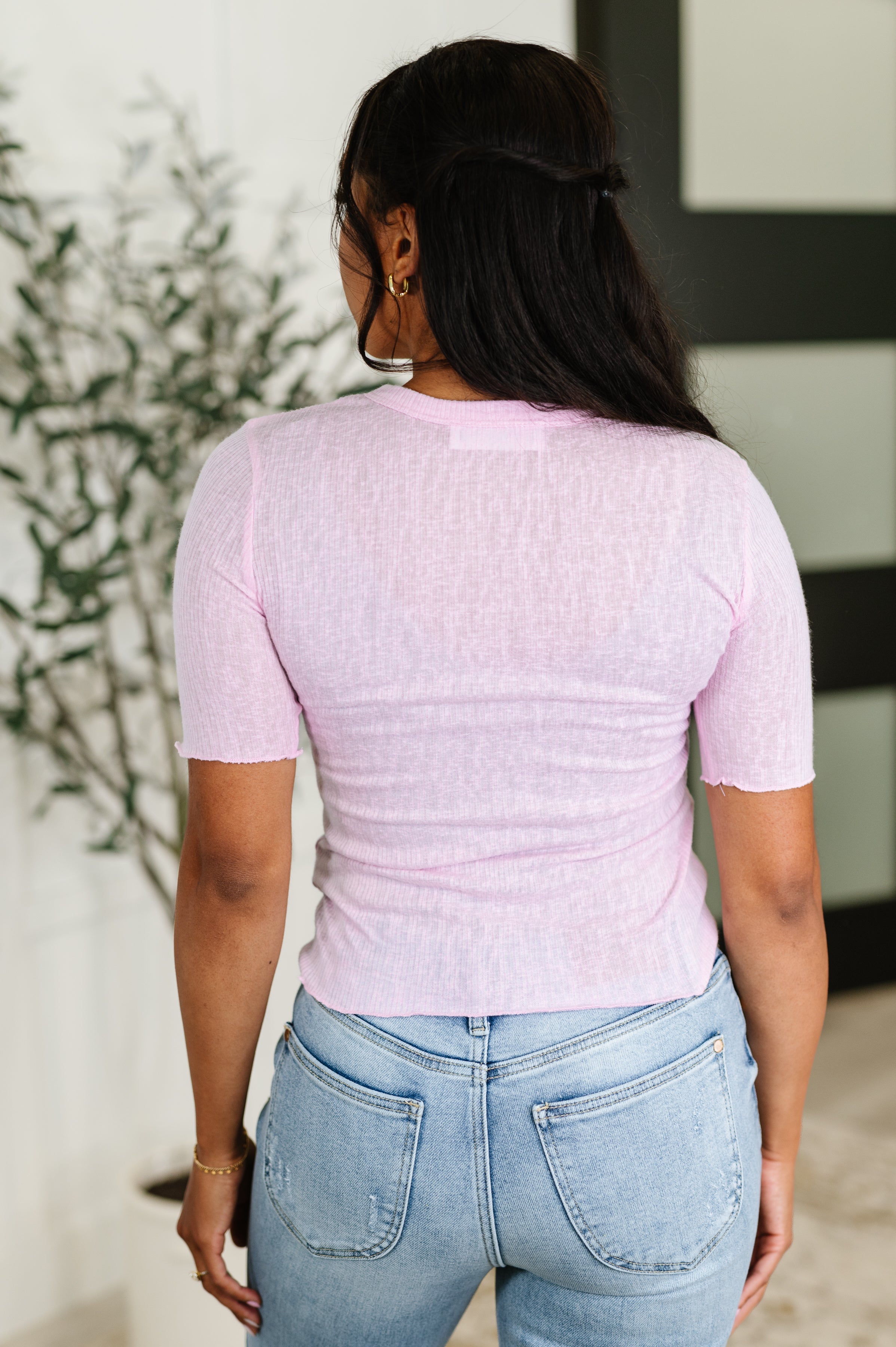Hyfve Knit Pick Basic Tee in Pink Womens