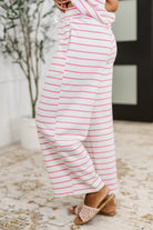 PREORDER: Knit Tank and Bottoms Set in Pink n White Stripe Womens