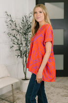 One Eleven North Know Me At All Abstract Split Neck Blouse Womens