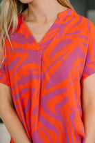 One Eleven North Know Me At All Abstract Split Neck Blouse Womens