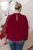 White Birch Lace on My Sleeves Blouse in Wine Tops