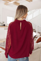 White Birch Lace on My Sleeves Blouse in Wine Tops