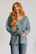 Very J Lakeside View Drop Shoulder Sweater in Sage Sweater