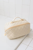 Large Capacity Quilted Makeup Bag in Cream Accessories