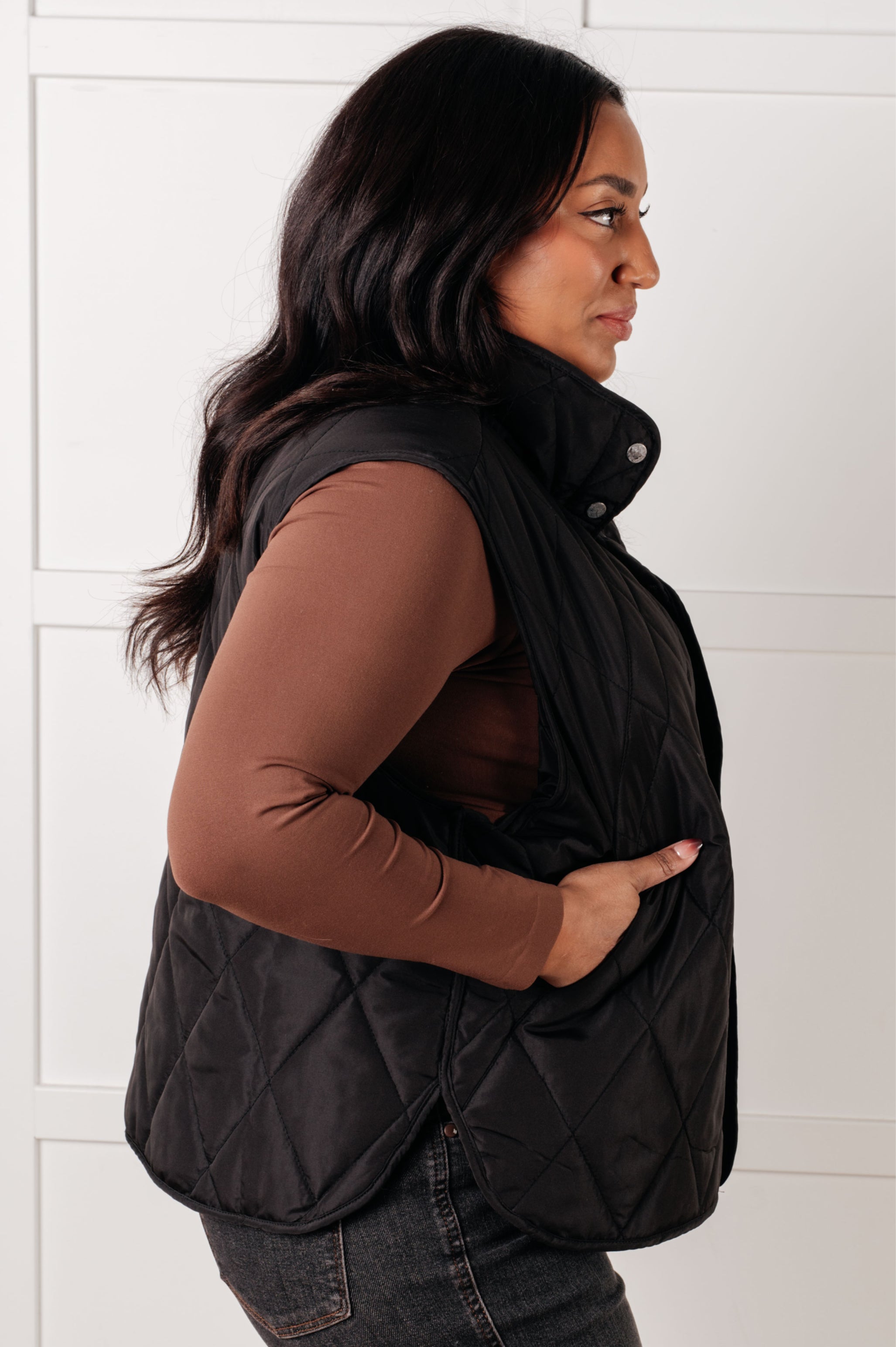 Haptics Layering Queen Quilted Puffer Vest in Black Coats & Jackets