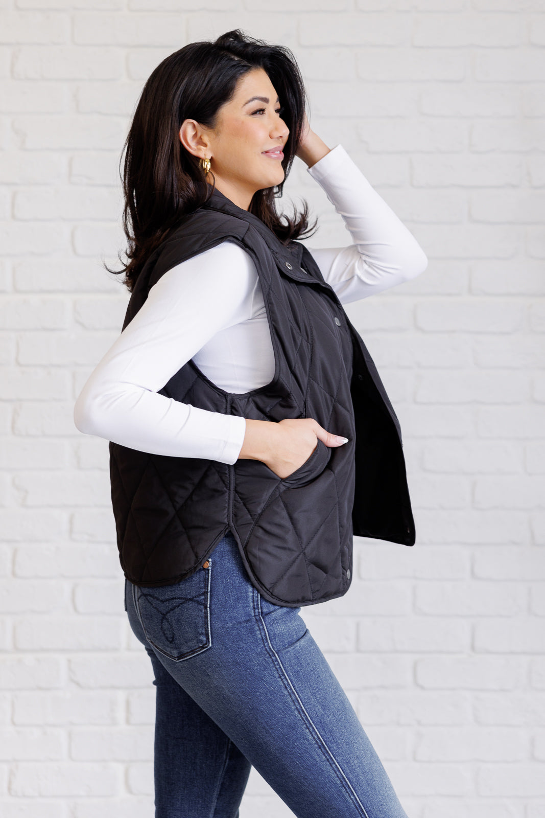 Haptics Layering Queen Quilted Puffer Vest in Black Ave Shops