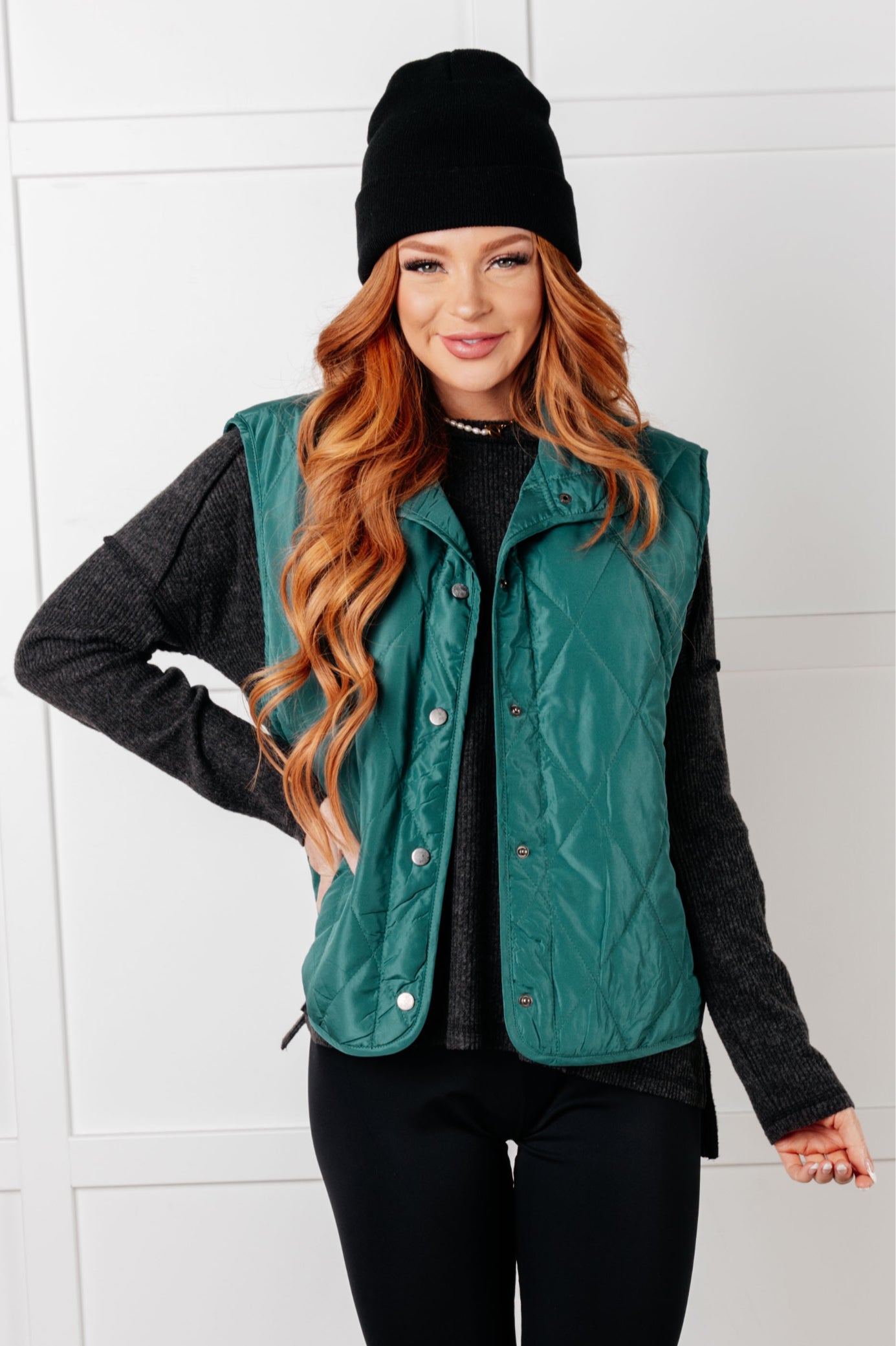 Haptics Layering Queen Quilted Puffer Vest in Hunter Green Coats & Jackets