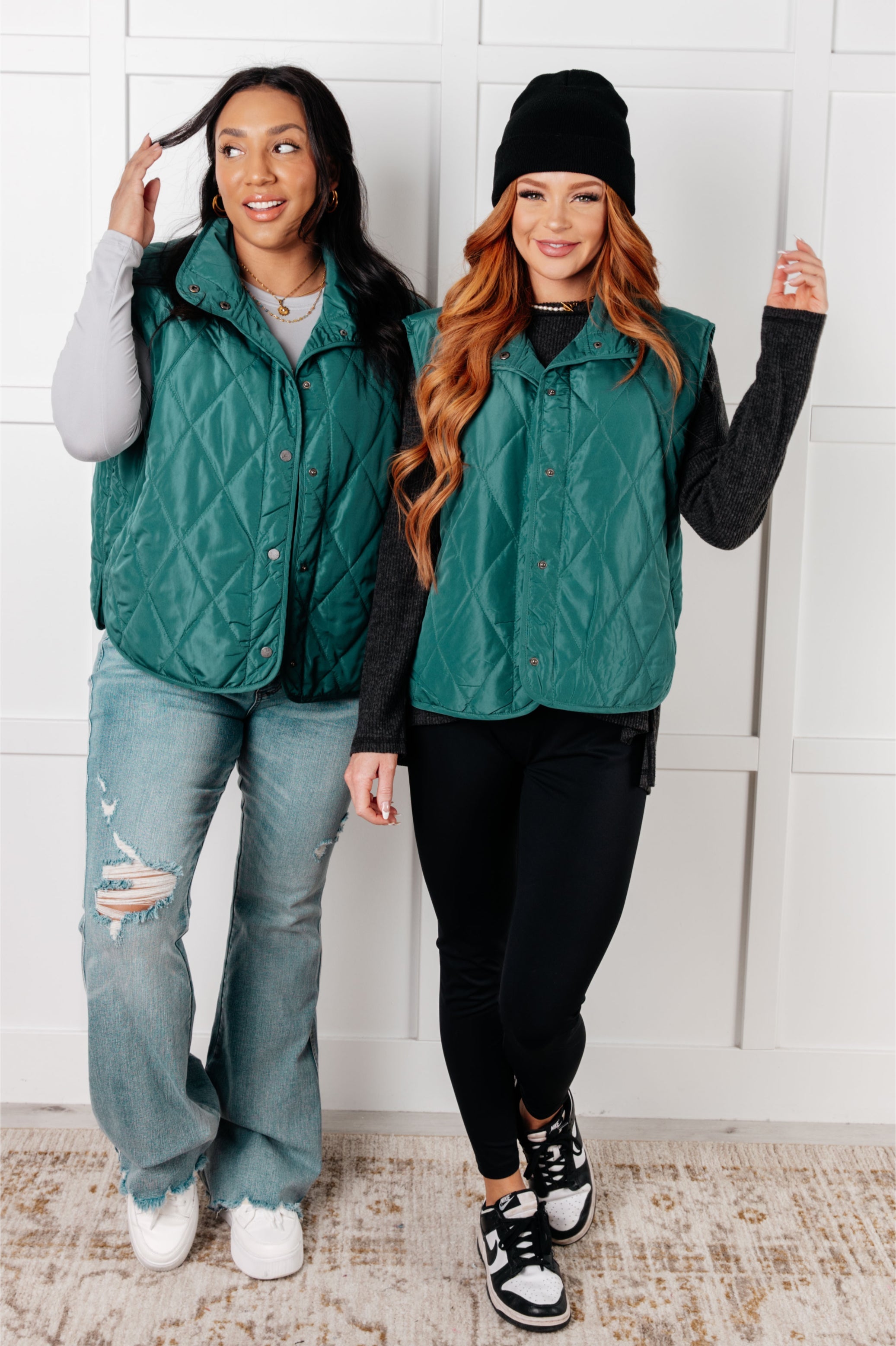 Haptics Layering Queen Quilted Puffer Vest in Hunter Green Coats & Jackets