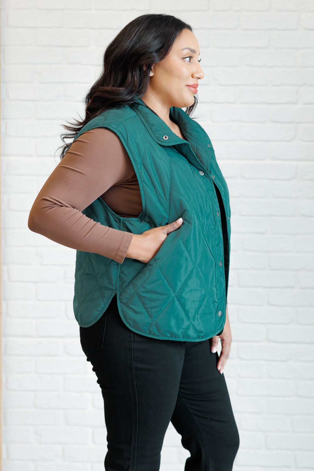 Haptics Layering Queen Quilted Puffer Vest in Hunter Green Ave Shops