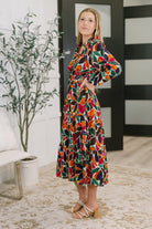 Haptics Leafing it All Behind Long Sleeve Tiered Dress Womens