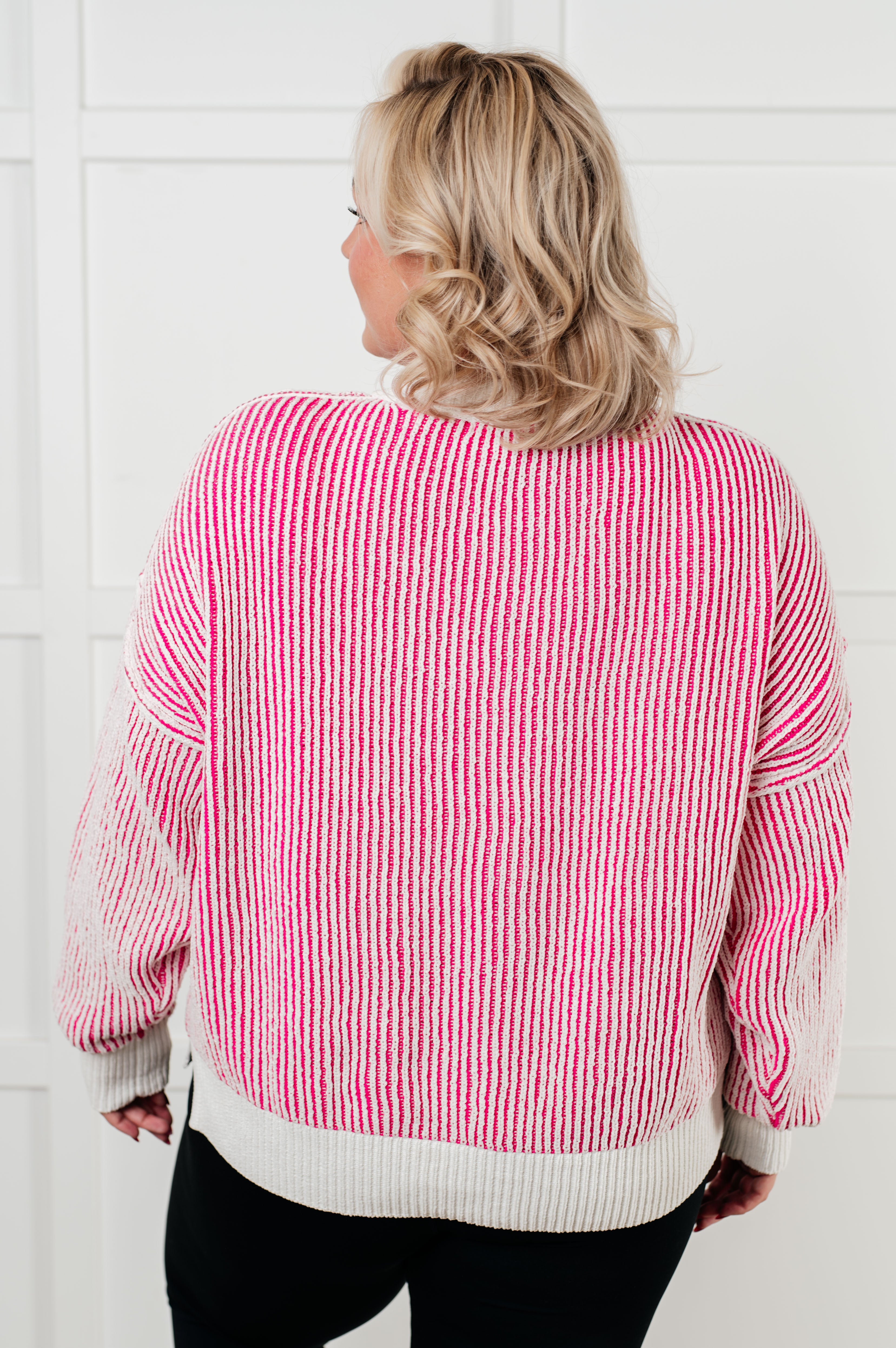 One Eleven North Least High Maintenance Contrast Trim Sweater in Pink Sweaters