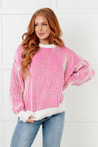 One Eleven North Least High Maintenance Contrast Trim Sweater in Pink Sweaters