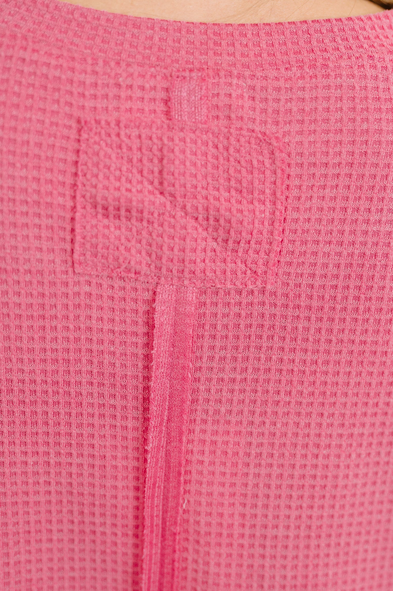 Leave It to Me Waffle Knit Relaxed Tee in Pink Womens