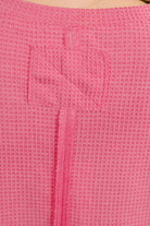 Leave It to Me Waffle Knit Relaxed Tee in Pink Womens
