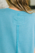 Leave It to Me Waffle Knit Relaxed Tee in Teal Womens
