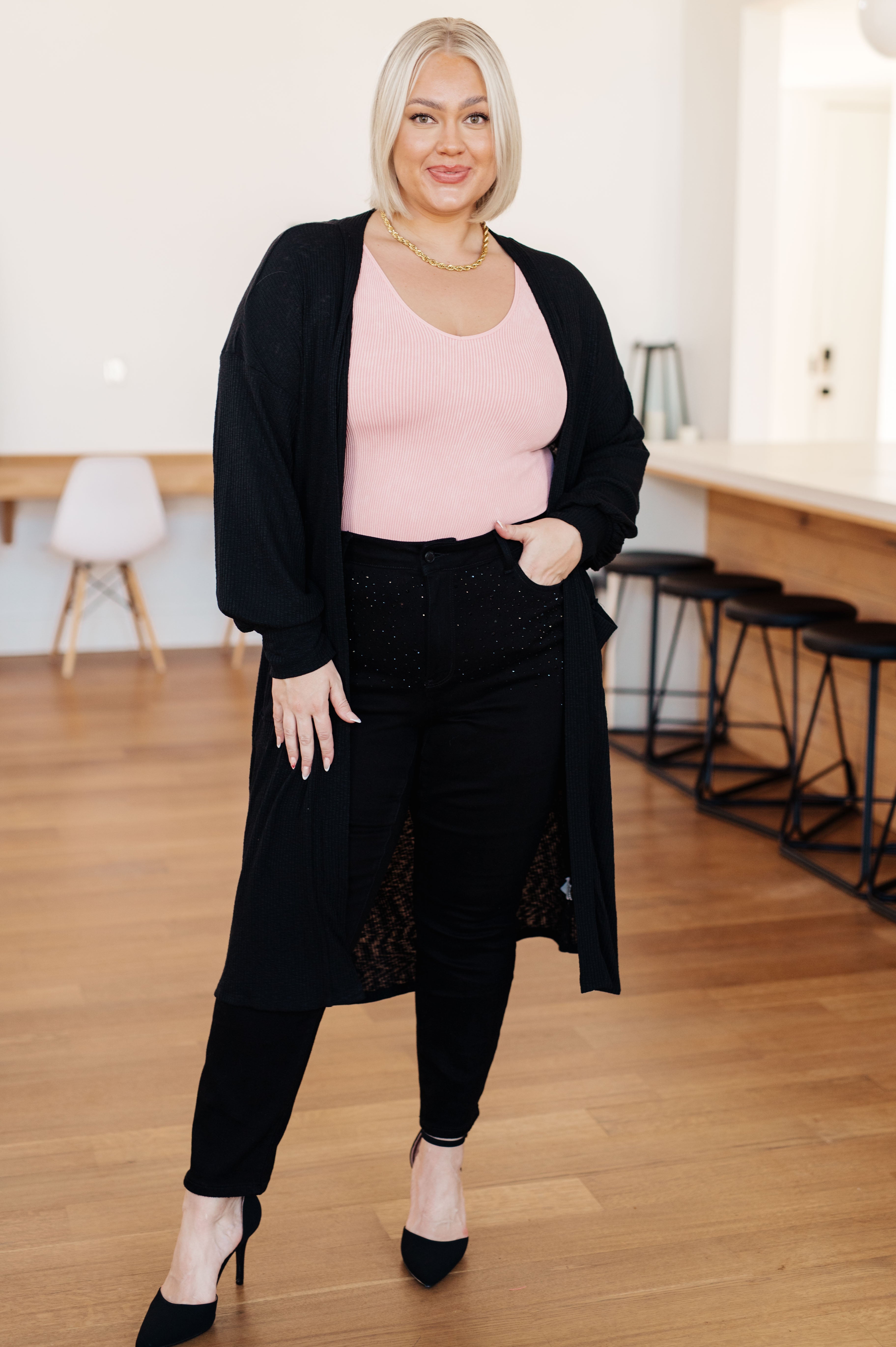 Sew in Love Lengths You'll Go Duster Cardigan in Black Layers