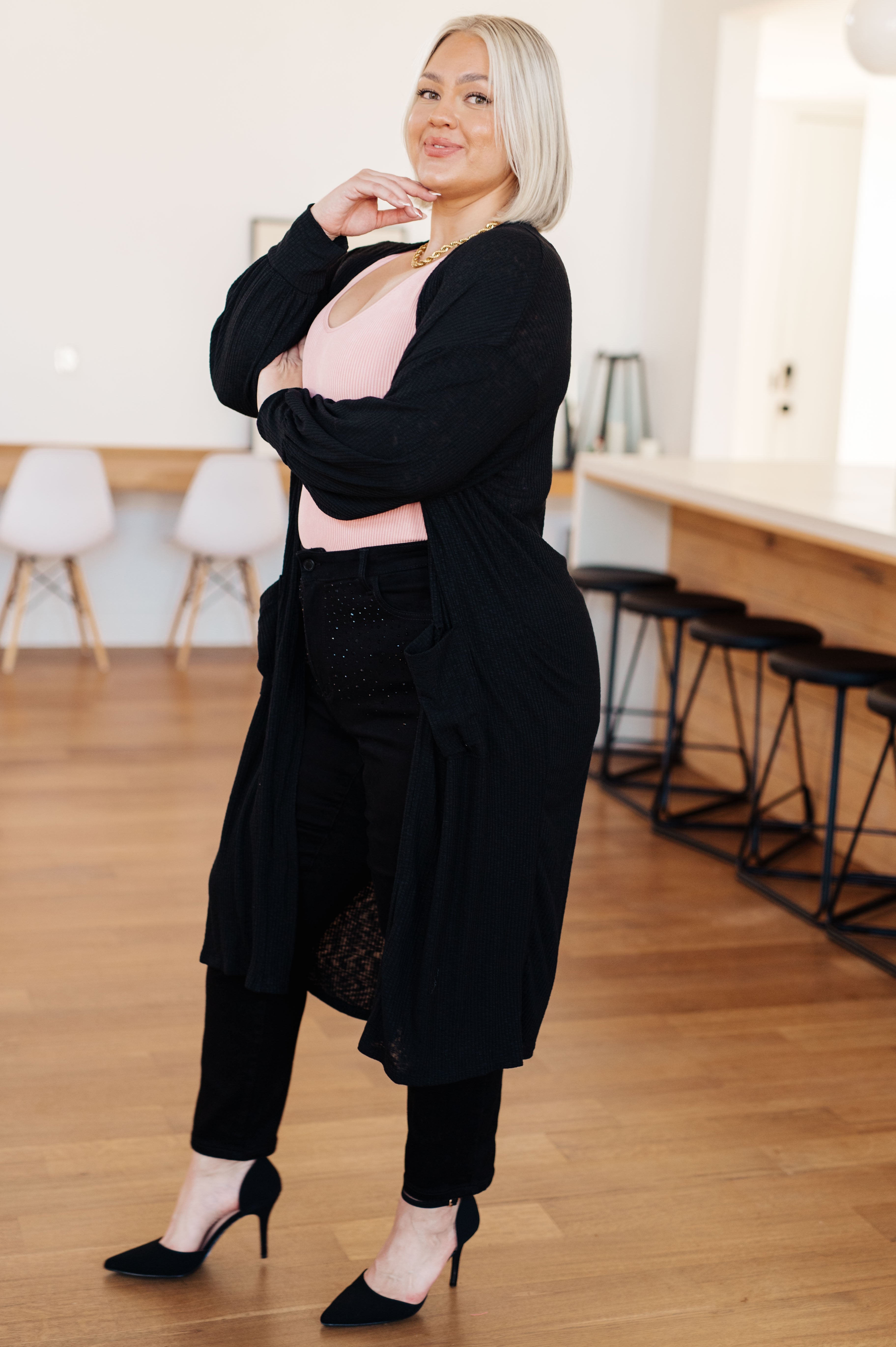 Sew in Love Lengths You'll Go Duster Cardigan in Black Layers