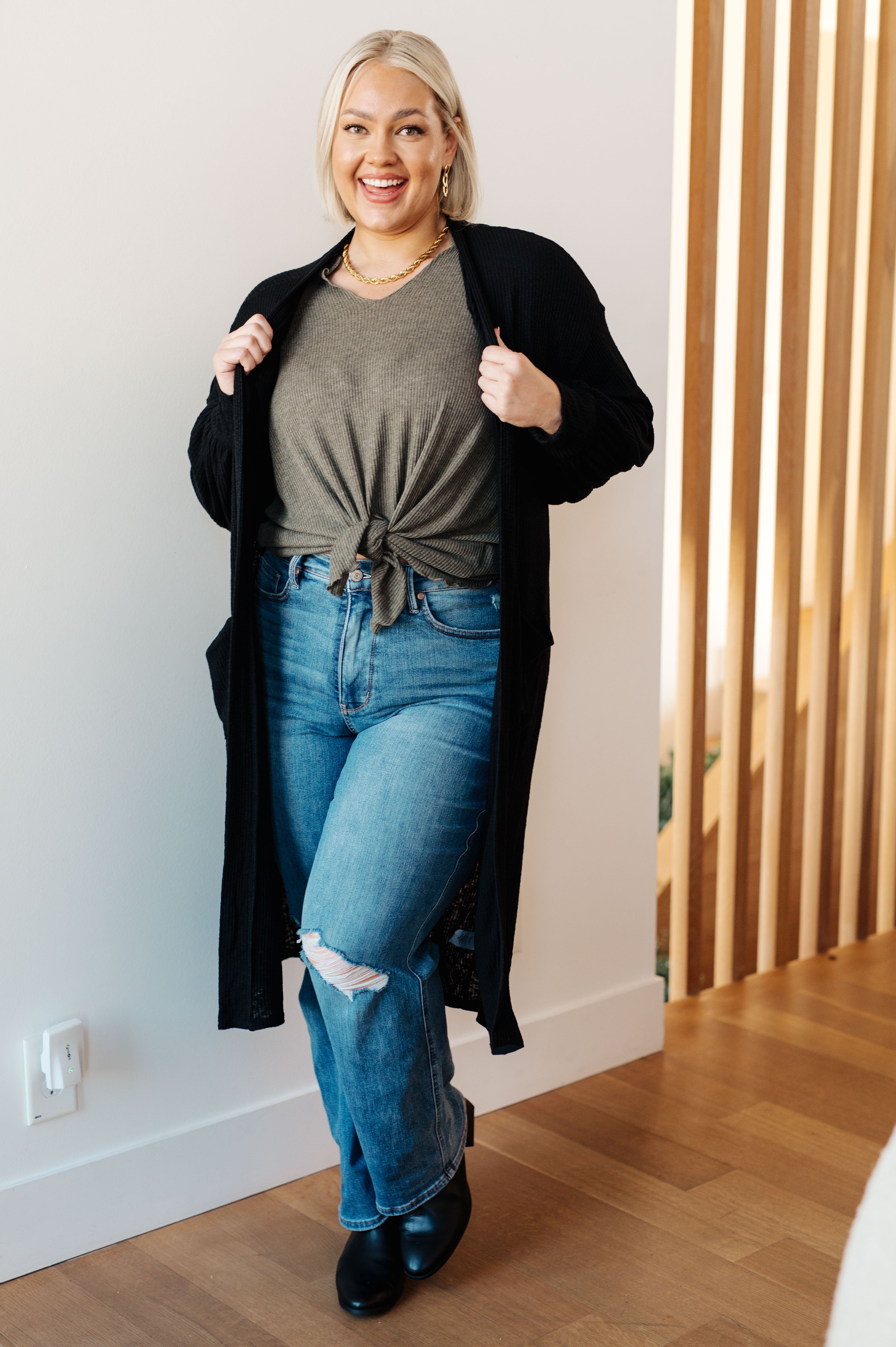 Sew in Love Lengths You'll Go Duster Cardigan in Black Layers