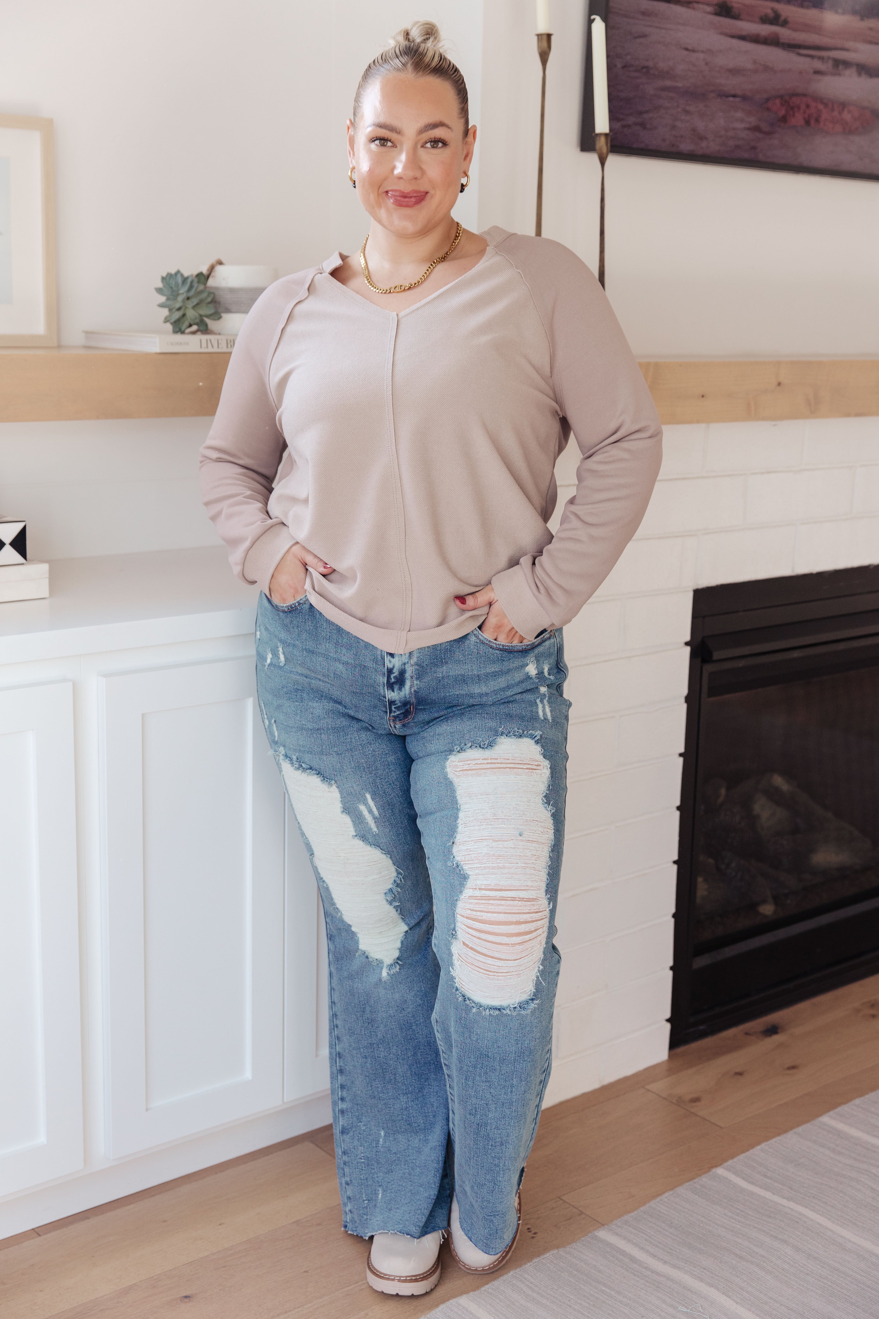 Sew in Love Less Conversation V-Neck Top Tops