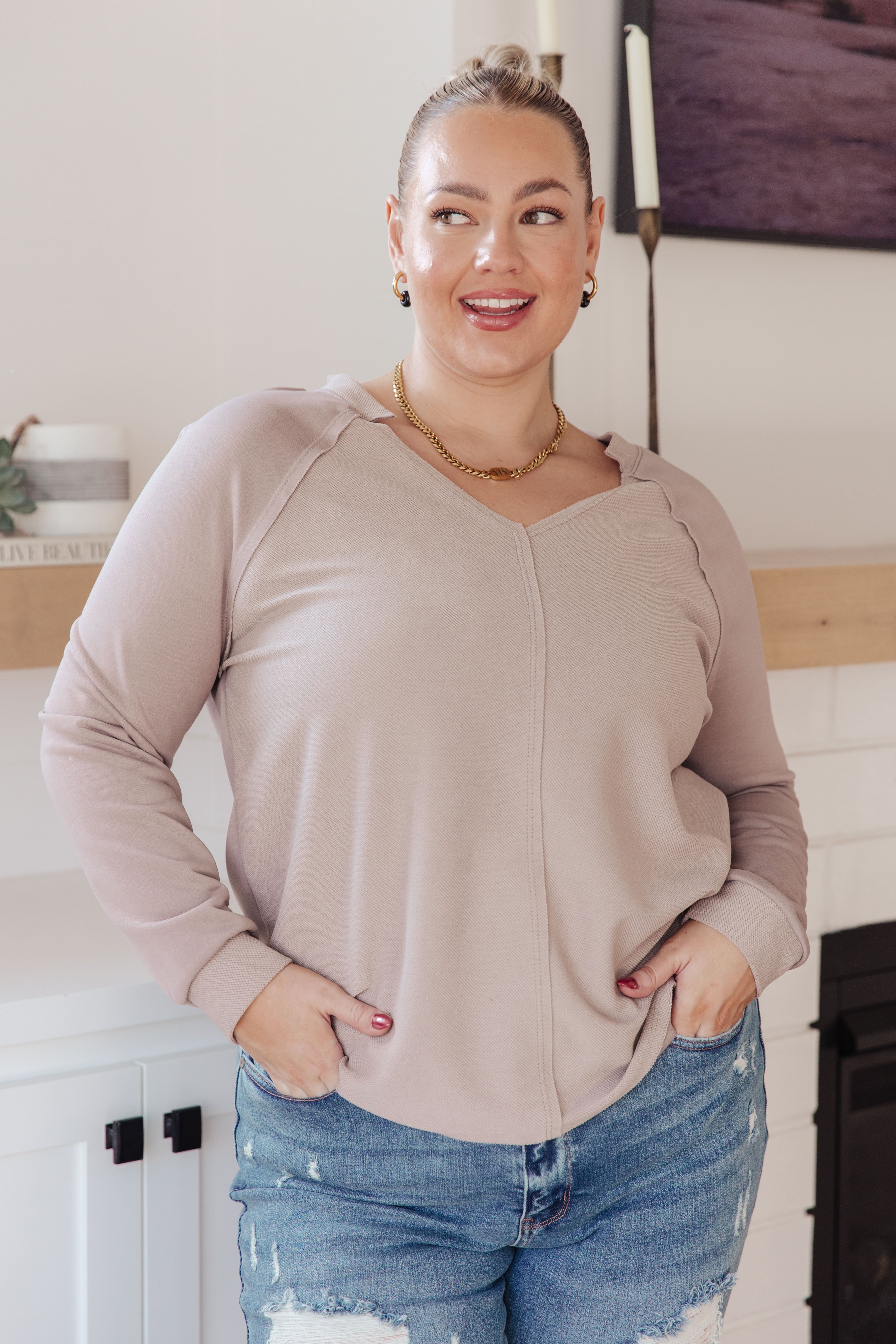 Sew in Love Less Conversation V-Neck Top Tops
