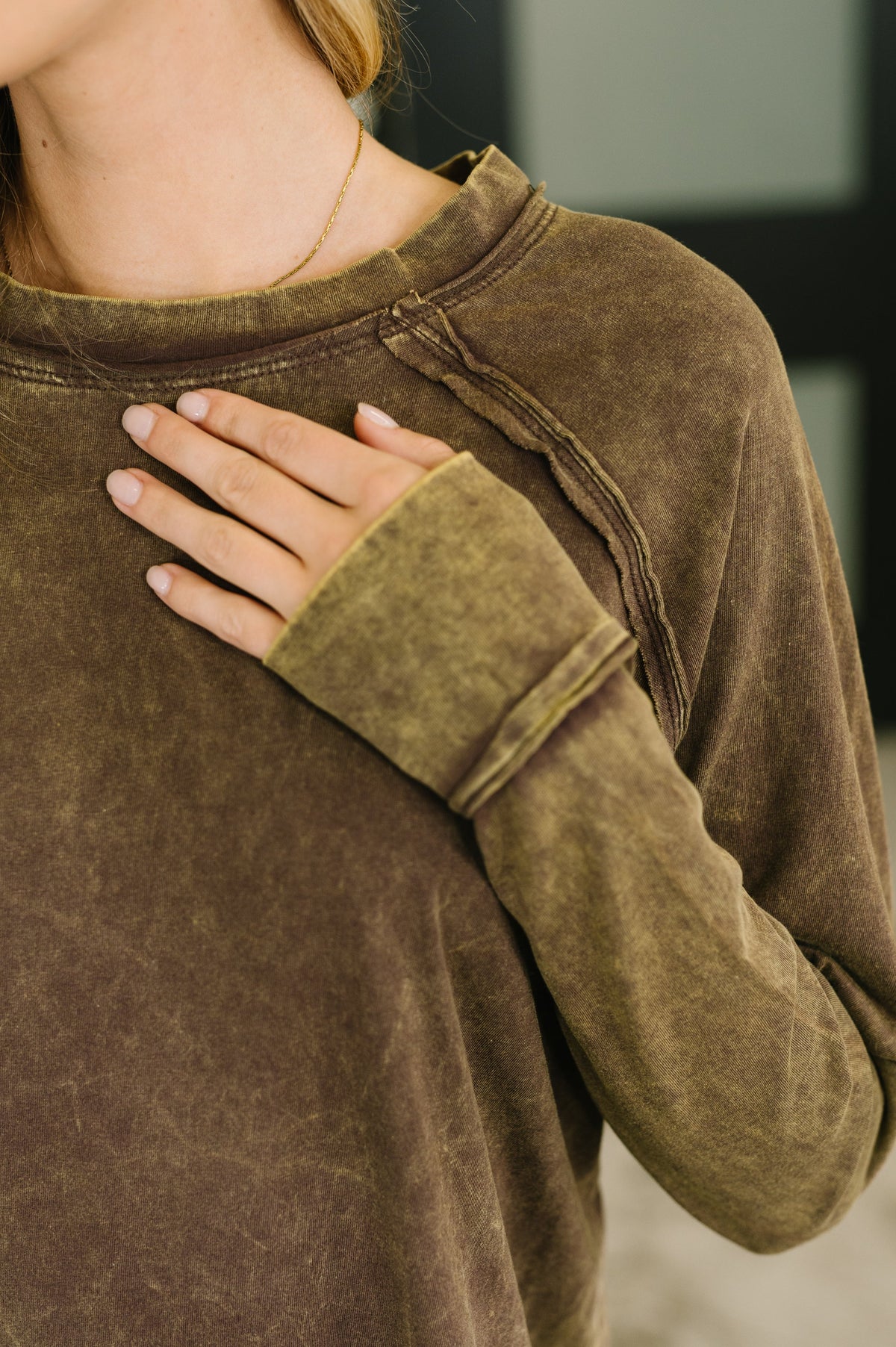 Zenana Lesson Learned Mineral Wash Raglan Sleeve Top Tops