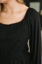 While Birch Lesson Taught Smocked Blouse in Black Womens