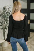 While Birch Lesson Taught Smocked Blouse in Black Womens