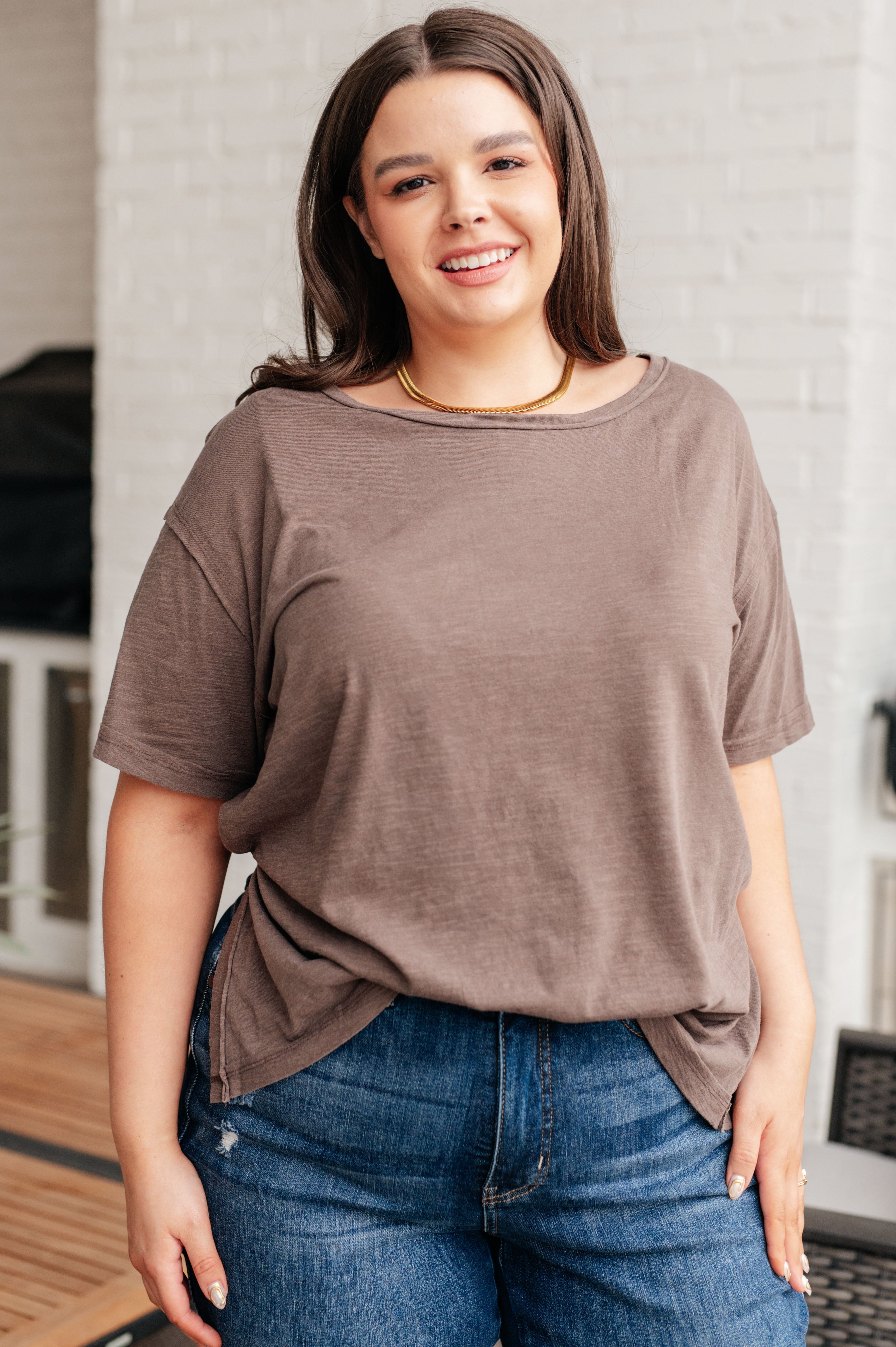 Rae Mode Let Me Live Relaxed Tee in Brown Tops