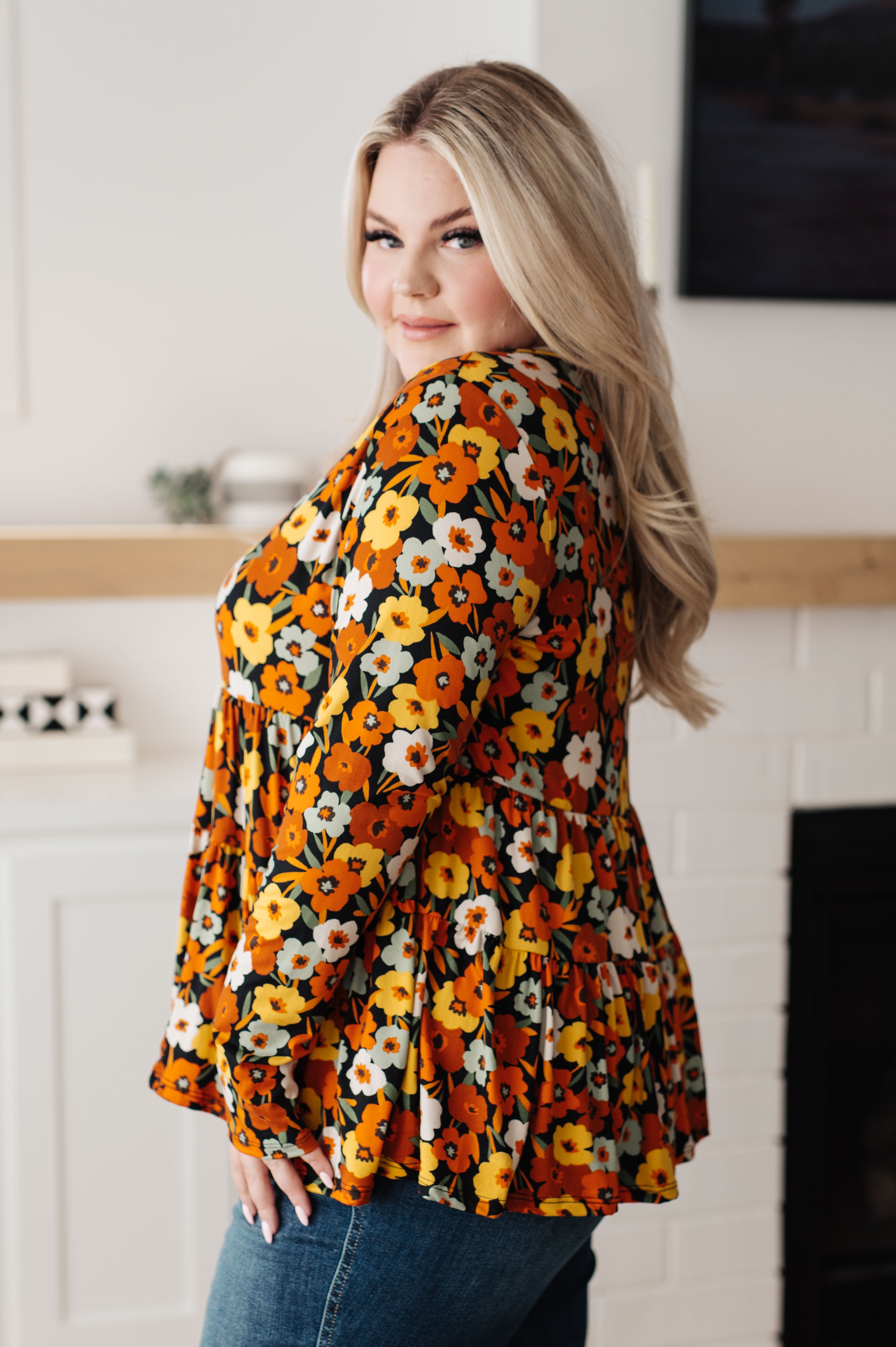 Haptics S & M Let's Get Going Floral Babydoll Top Ave Shops