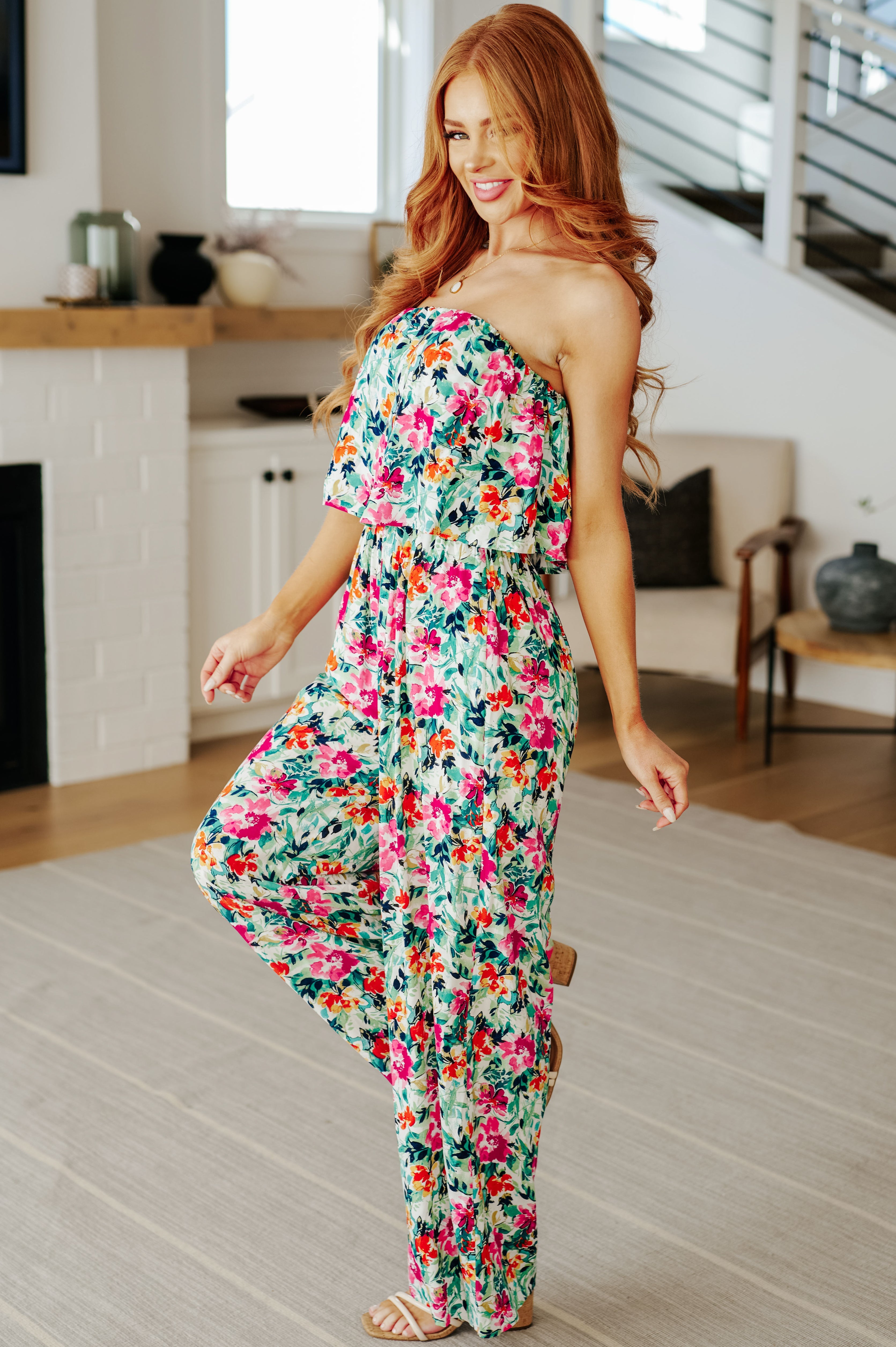 Andree By Unit Life of the Party Floral Jumpsuit in Green Ave Shops