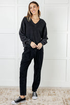 Rae Mode Mineral Washed Limber Up Straight Leg Sweats in Black Activewear