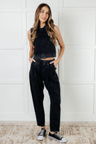 Rae Mode Mineral Washed Limber Up Straight Leg Sweats in Black Activewear