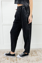 Rae Mode Mineral Washed Limber Up Straight Leg Sweats in Black Activewear