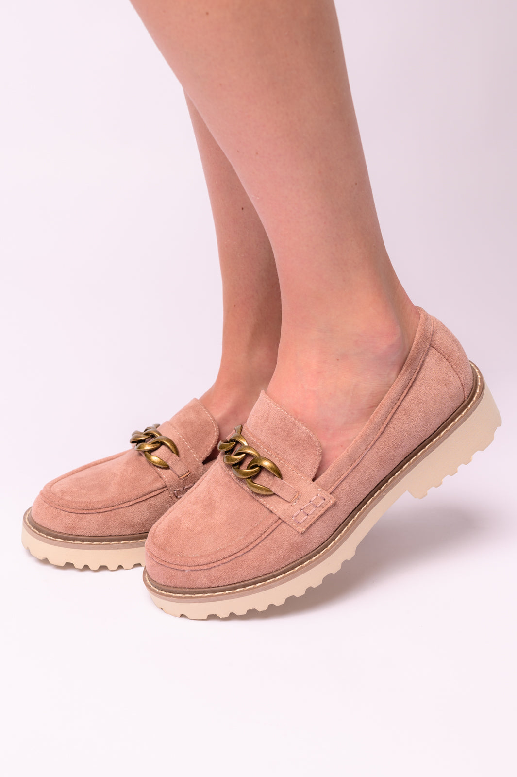 Corkeys Literally Loafers in Blush Faux Suede Ave Shops