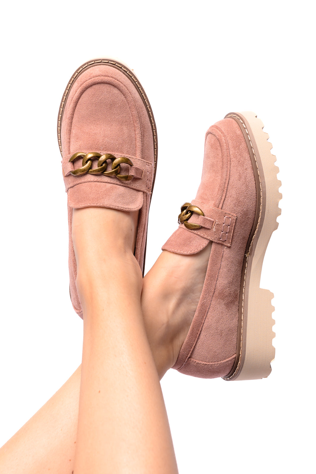 Corkeys Literally Loafers in Blush Faux Suede Ave Shops