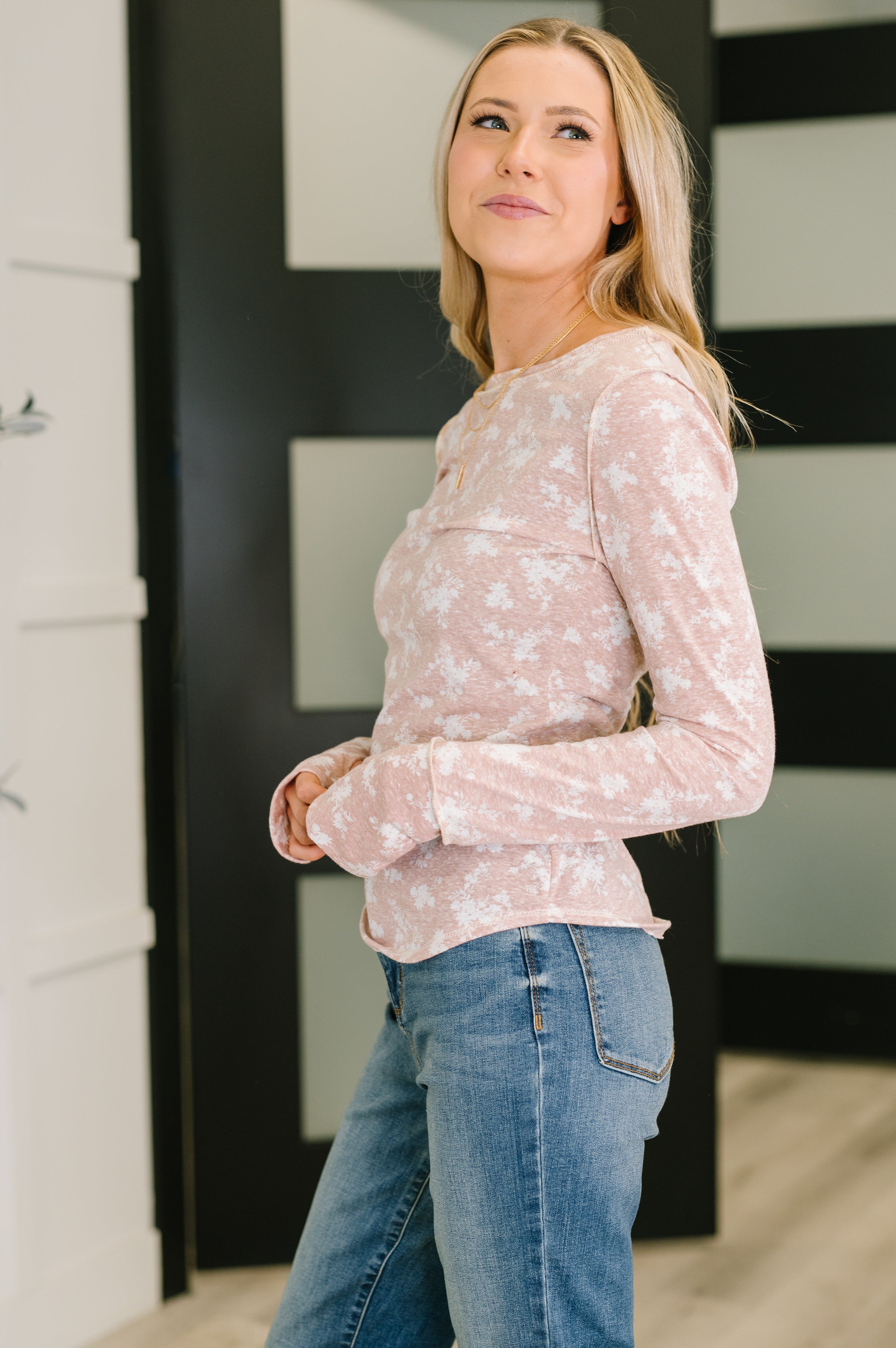 Haptics Literally Obsessed with Me Jersey Knit Long Sleeve Top With Thumb Holes Womens