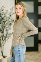 Haptics Literally Obsessed with Me Long Sleeve Top in Olive Womens
