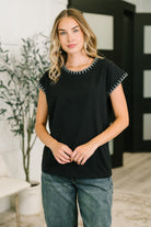 Little Details Trim Detail Top in Black Womens