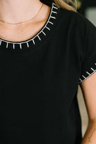 Little Details Trim Detail Top in Black Womens