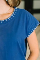 Little Details Trim Detail Top in Blue Womens
