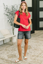 Little Details Trim Detail Top in Ruby Womens