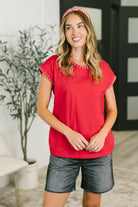 Little Details Trim Detail Top in Ruby Womens