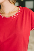 Little Details Trim Detail Top in Ruby Womens
