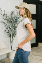 Little Details Trim Detail Top in Sand Beige Womens