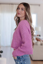 GeeGee Cozy Little Knitter Pullover Sweater in Orchid Tops