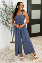 One Eleven North Live Your Best Life Floral Jumpsuit in Blue Floral Womens