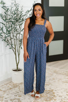 One Eleven North Live Your Best Life Floral Jumpsuit in Blue Floral Womens